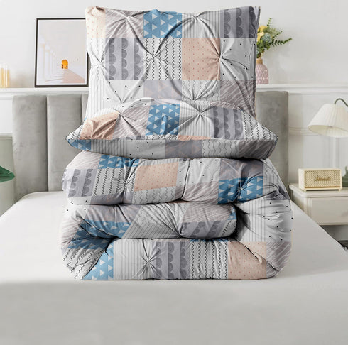 The White Moss Hannah Reversible Print Pinch Pleat AC Comforter With 2 Pillow Cover